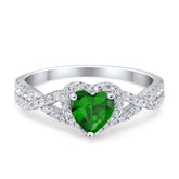 Heart Infinity Ring with Emerald Cubic Zirconia